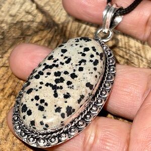 Spotted Dalmation Jasper Pendant 2 1/2”